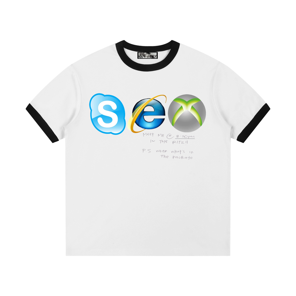 Vintage SEX Baby Tee Contrast Edge Ribbed Crewneck T-Shirt