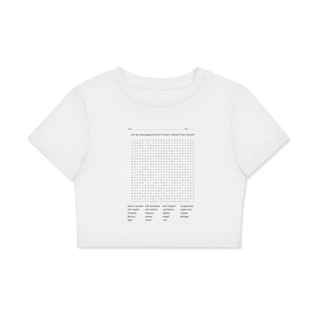 Self Sabotaging baby tee with washable marker