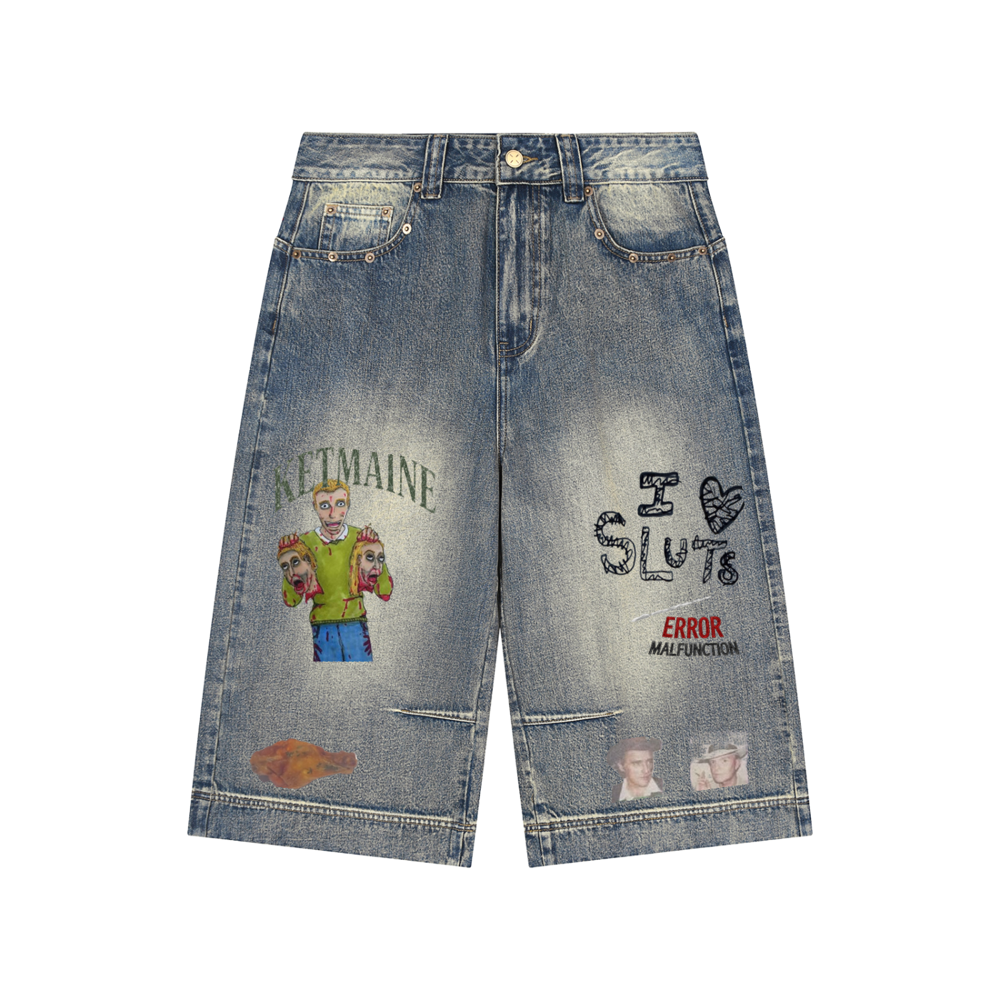 Vintage fuckin pair of  Wash Baggy Denim Shorts