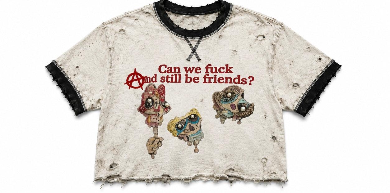 Can we Fuck And Be Friends Contrast-Stitched Cotton T-Shirt