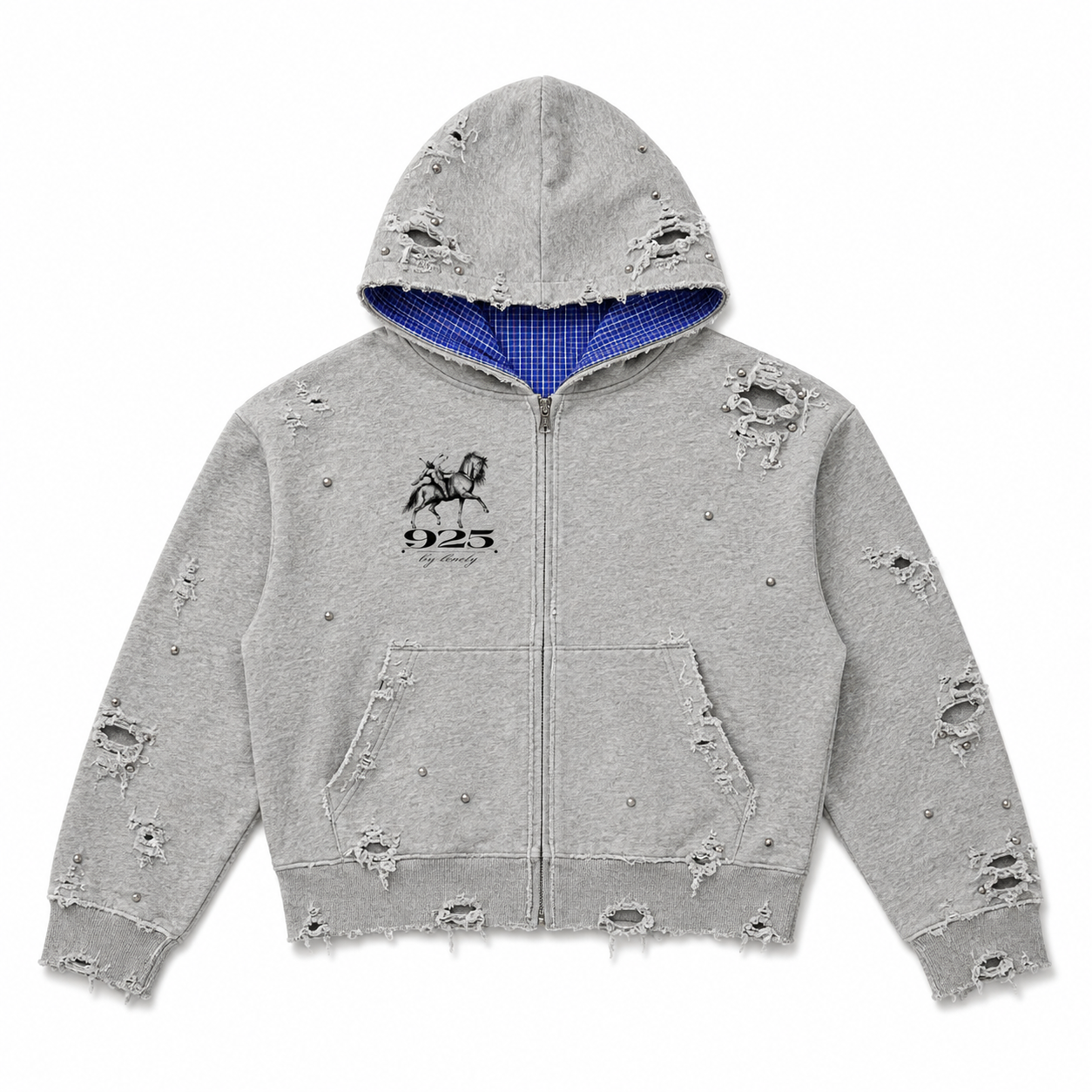 925 Plaid Boxy Zip Hoodie
