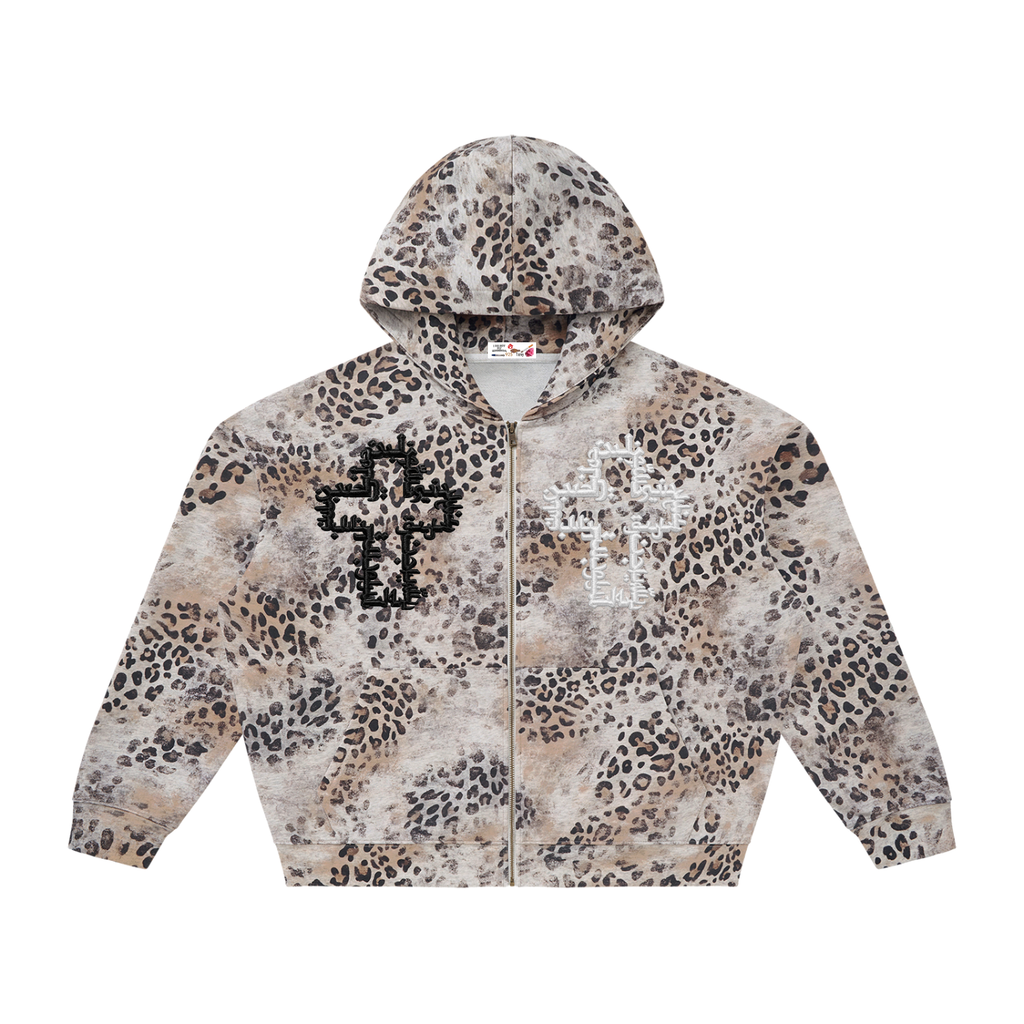 “NU RELIGION” Leopard Full Zip Hoodie