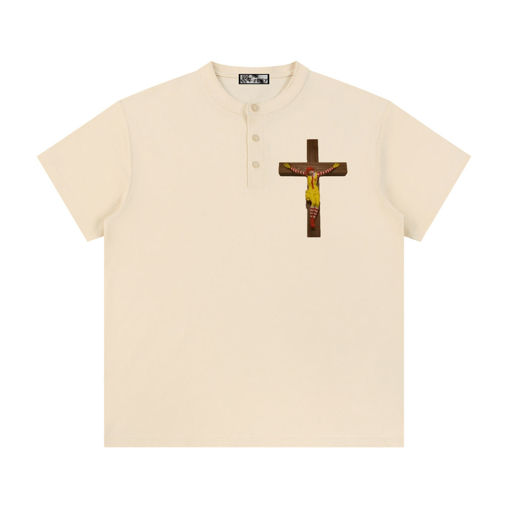 Holy happy meal Short Sleeve Henley Shirt
