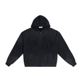 Supper Freaky Hand-Frayed Sunfade Zip Hoodie